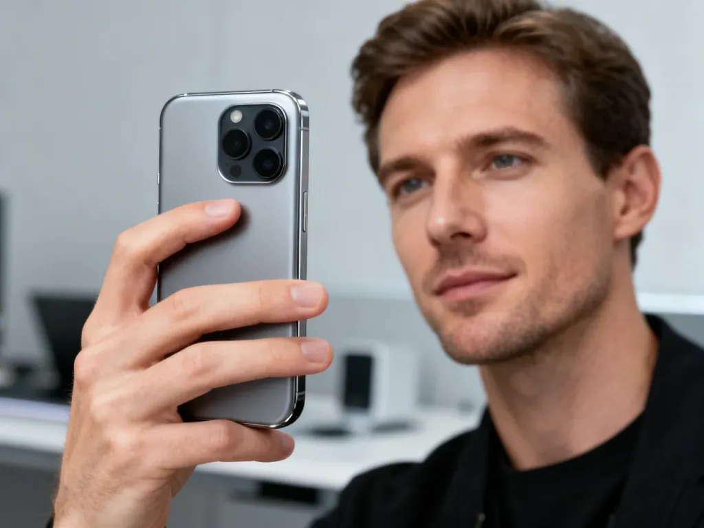Mężczyzna trzymający w dłoni smartfon Xiaomi Redmi Note 8, ukazujący nowoczesny design i moduł aparatu urządzenia.